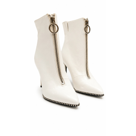 Bar III Shoes - Bar III Bridget Women's White Chain Front Zip Ankle Booties Size 5.5 New